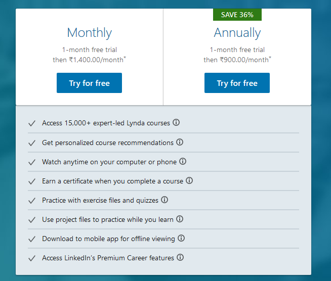 Lynda Pricing