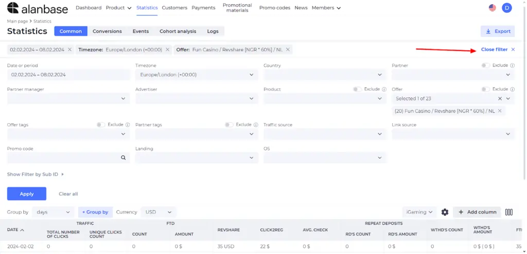 Flexible Statistics Settings in Alanbase